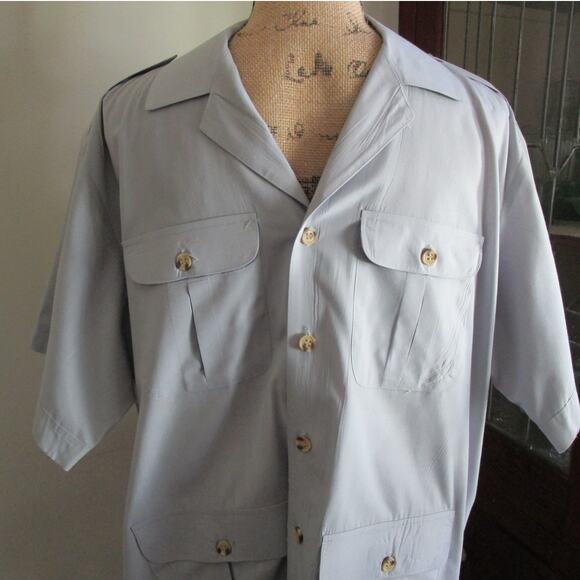 90s Vintage French Connection Men Button Down Shirt L Short Sleeves 4 Pockets - Picture 4 of 17